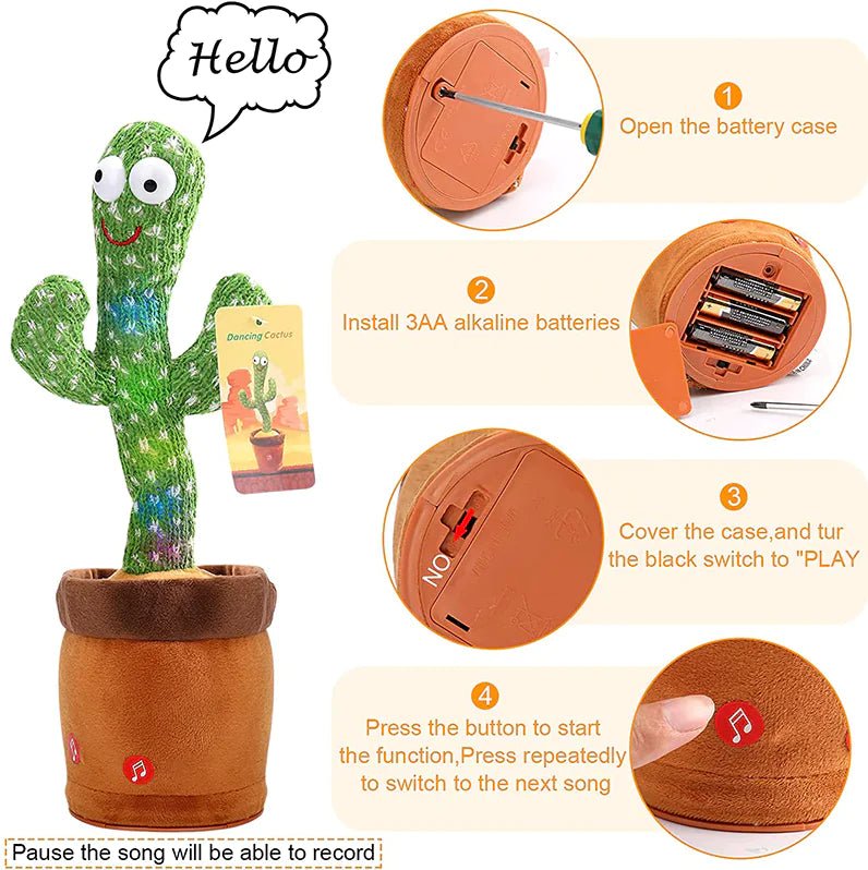 Dancing Cactus Plush Toy Doll Electronic Recording Shake With Song Funny Gift - Custom Crafting Alliance, LLC