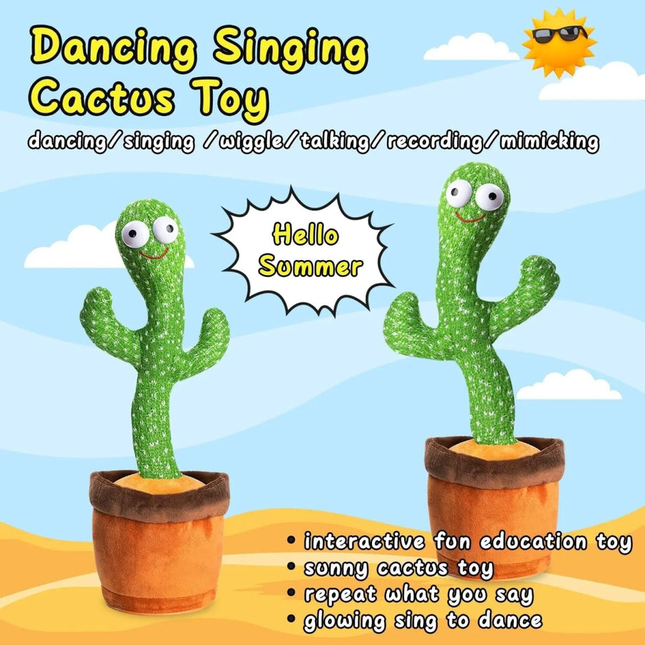 Dancing Cactus Plush Toy Doll Electronic Recording Shake With Song Funny Gift - Custom Crafting Alliance, LLC