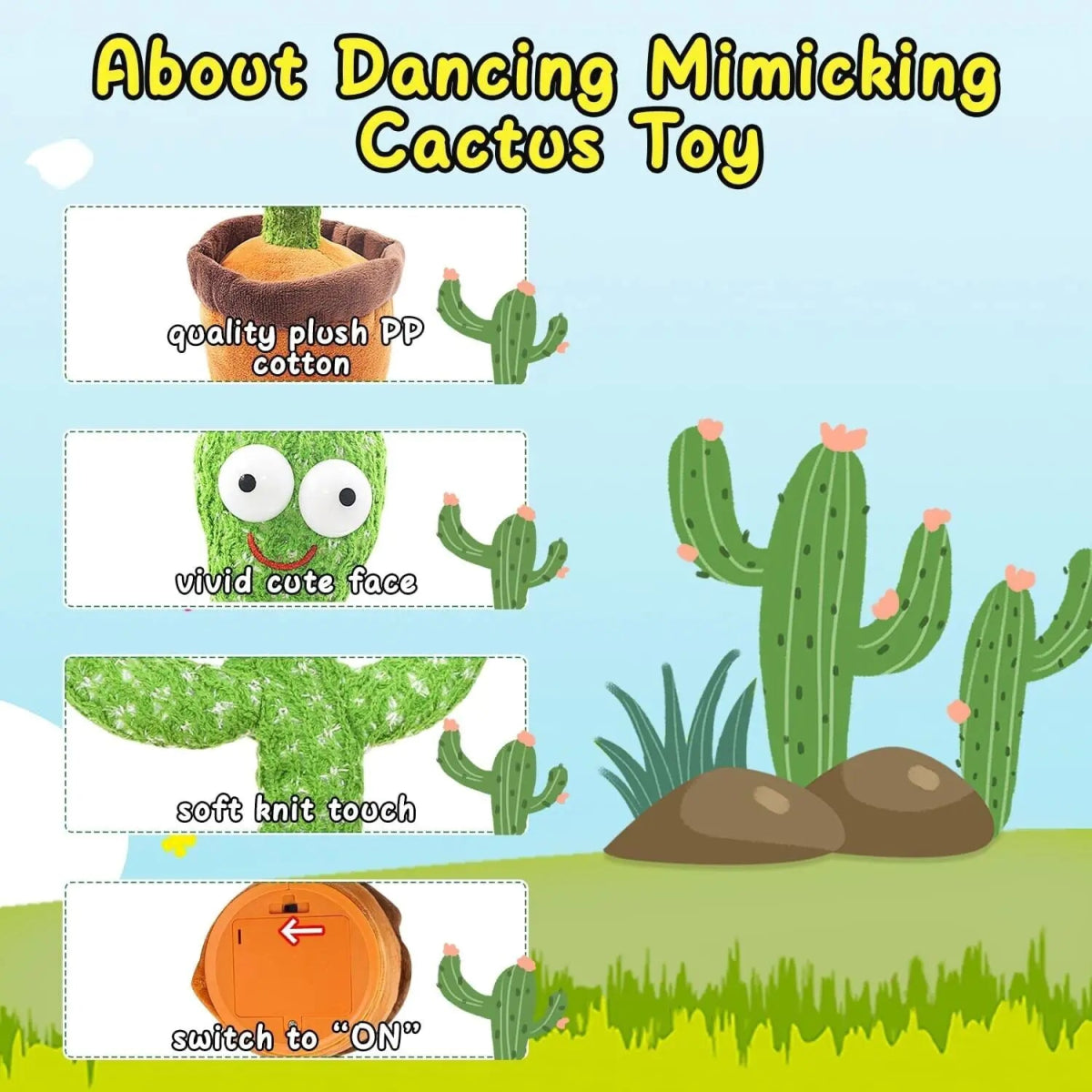 Dancing Cactus Plush Toy Doll Electronic Recording Shake With Song Funny Gift - Custom Crafting Alliance, LLC