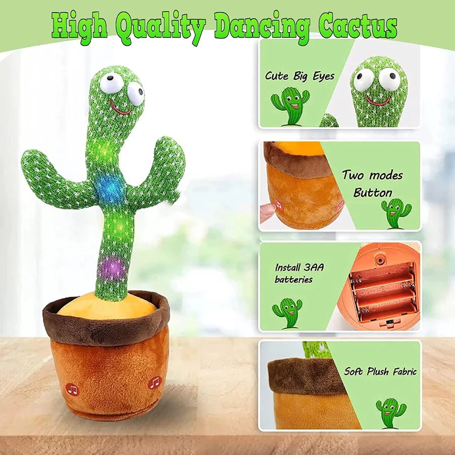 Dancing Cactus Plush Toy Doll Electronic Recording Shake With Song Funny Gift - Custom Crafting Alliance, LLC