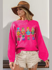 Double Take Full Size Sequin Nutcracker Long Sleeve Sweater