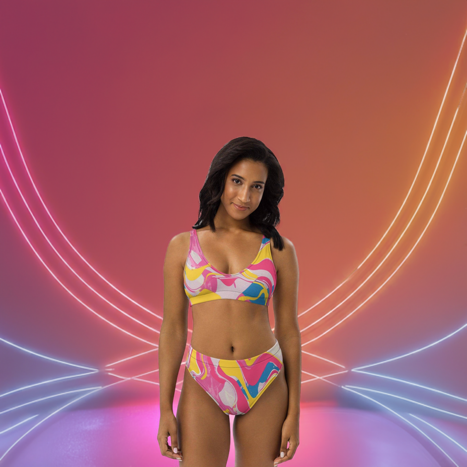 Swirl Abstract High-Waisted Bikini - Festival Ready Style