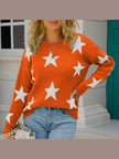 Women Star Pattern Round Neck Sweater