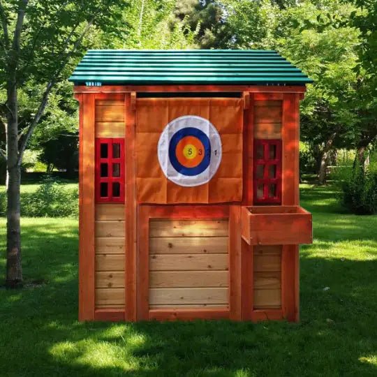 Eco - friendly Outdoor Wooden 4 In 1 Game House For Kids Garden Playhouse With Different Games On Every Surface,Solid Wood - Custom Crafting Alliance, LLC