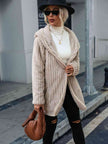 Women Open Front Ribbed Hooded Coat