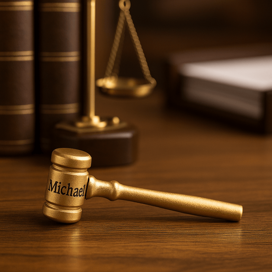 Engraved Mini Wooden Judge’s Gavel – Personalized Desk Prop - Personalized Gifts - Custom Crafting Alliance, LLC