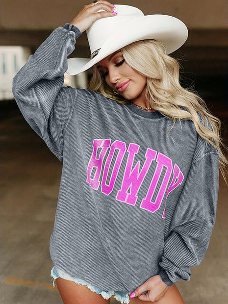 Women Full Size Howdy Graphic Round Neck Sweatshirt