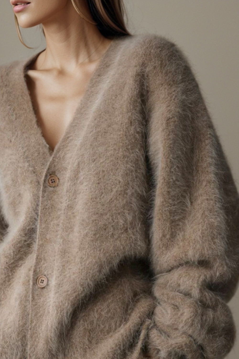 Women Button Up Dropped Shoulder Cardigan Sweaters