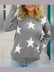 Women Star Pattern Round Neck Sweater