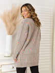 Women Star Pattern Open Front Cardigan Sweater with Pockets