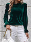 Women Lovelet Round Neck Flounce Sleeve Top