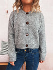 Women Button-Up Raglan Sleeve Cardigan Sweater
