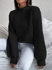 Openwork Mock Neck Long Sleeve Sweater
