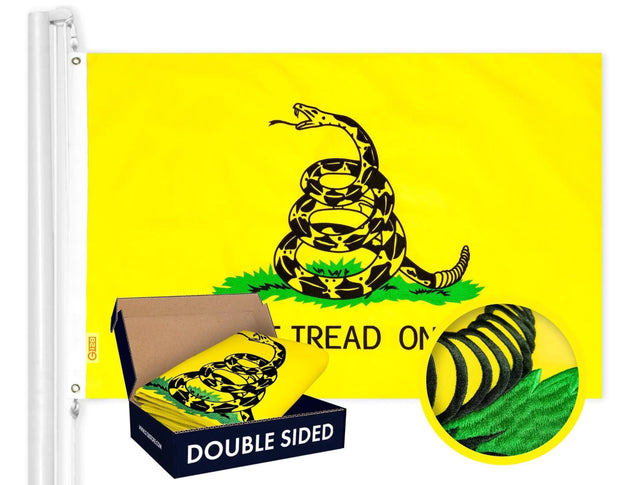 Gadsden Don't Tread On Me Flag 3x5 Ft Double Sided Embroidered 210D Polyester - Custom Crafting Alliance, LLC