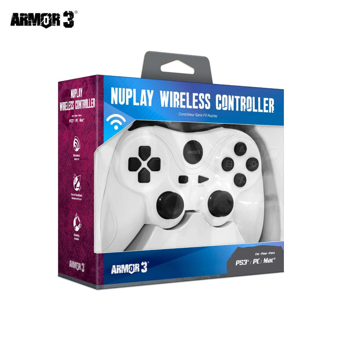 PS3 Wireless Controller White Armor 3