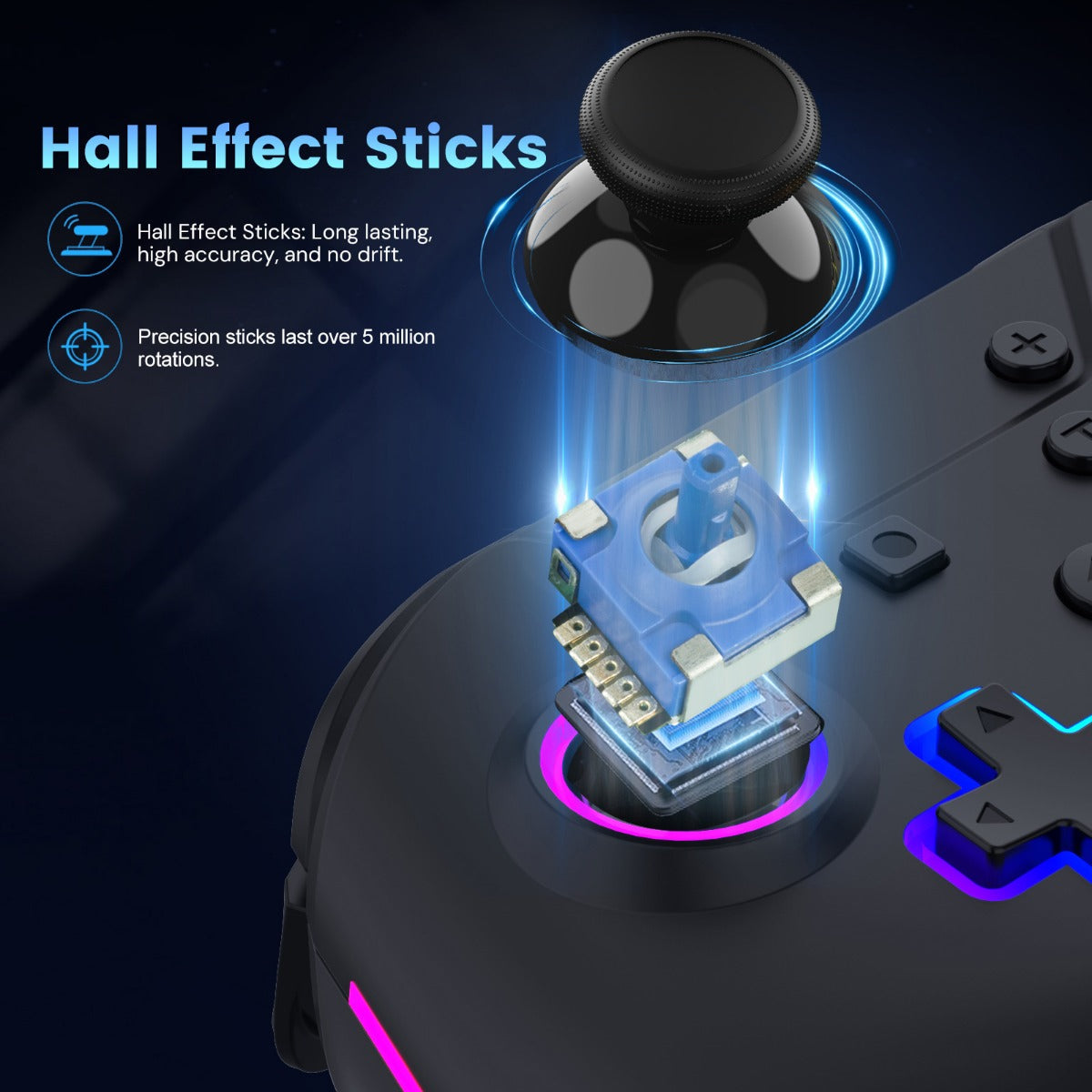 Wireless Hall Effect Controller Black for Nintendo Switch / Switch 2
