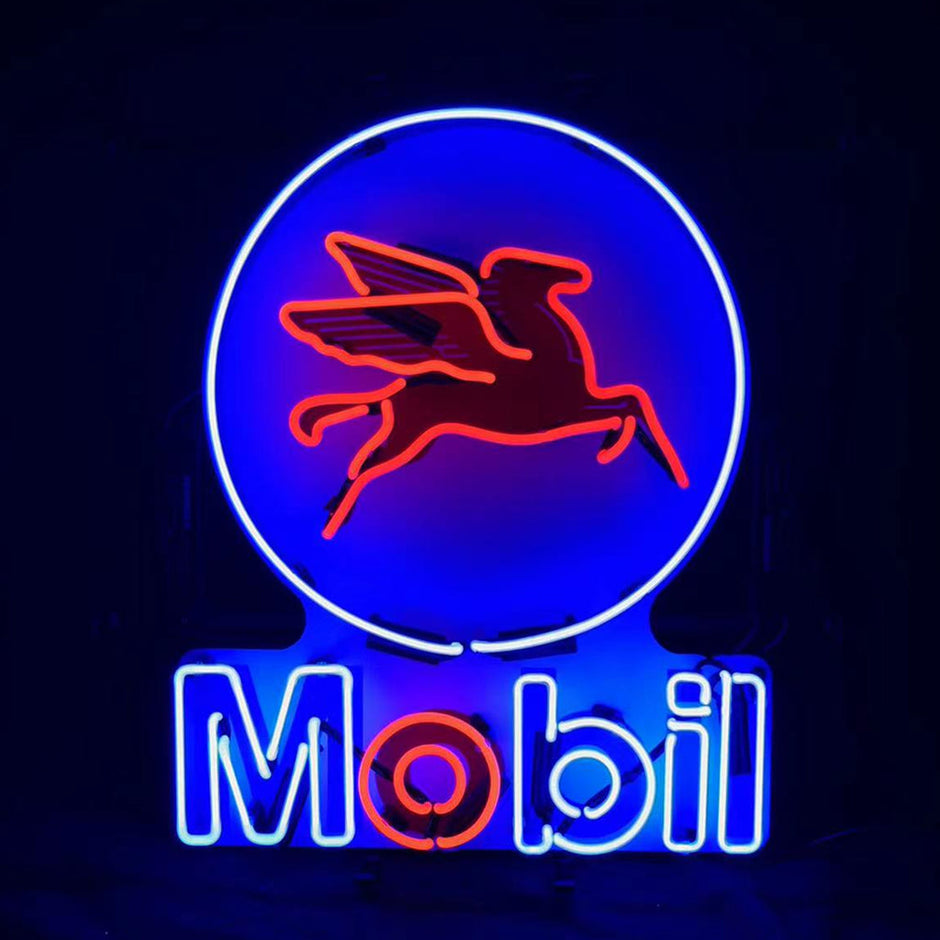 Mobil Gas Oil Flying Horse Neon Signs Light