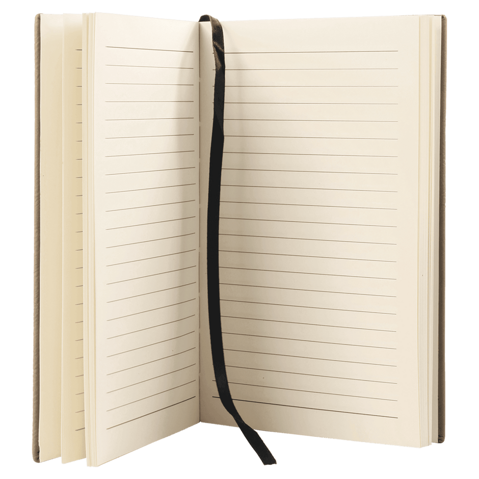 Notebook - Engravable Leatherette Bound With Ribbon Bookmark 5 3/8" x 8 1/4" - 3 Colors - Custom Crafting Alliance, LLC