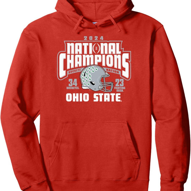 Ohio State Buckeyes National Champs 2024 CFP Score Red Pullover Hoodie - Custom Crafting Alliance, LLC