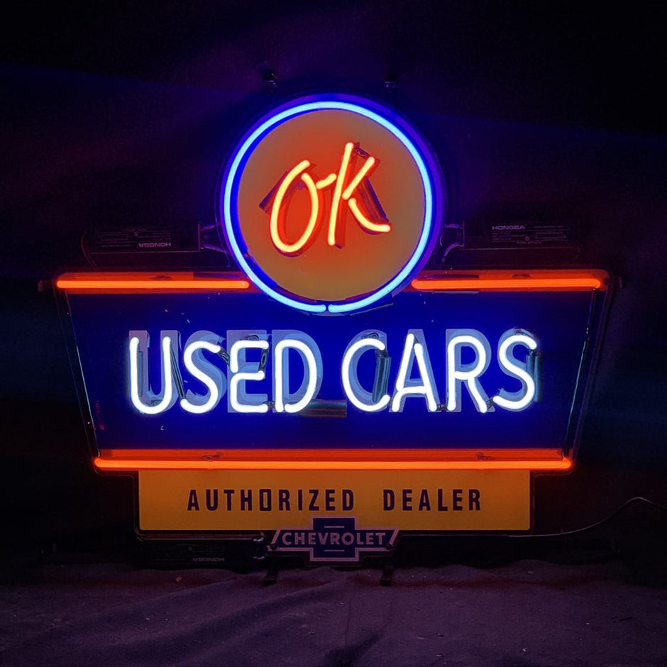 OK Used Cars Authorized Dealer Chevrolet Neon Signs Light