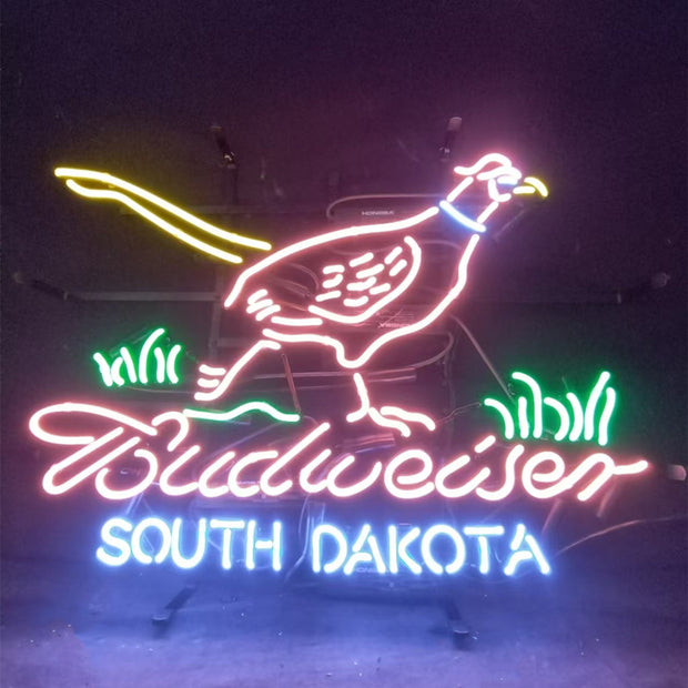 Pink Pheasant Hunter with Budweiser South Dakota Neon Signs Light