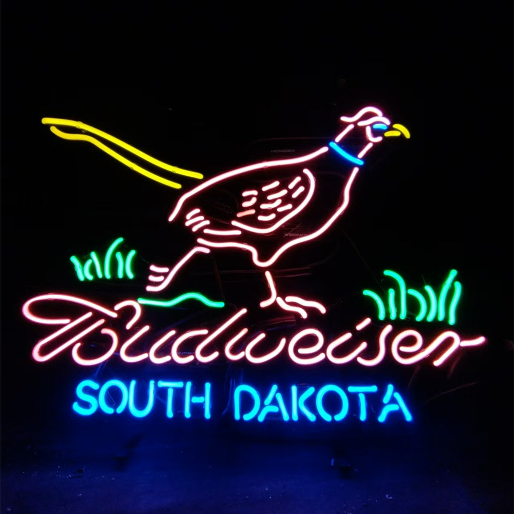 Pink Pheasant Hunter with Budweiser South Dakota Neon Signs Light
