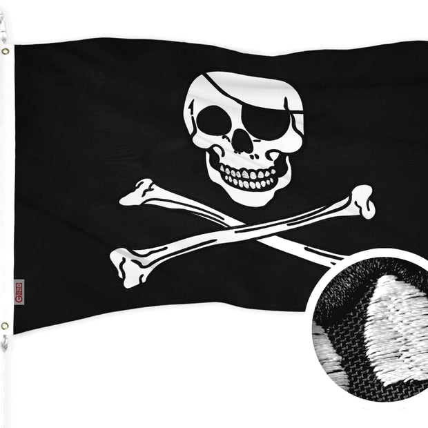 Pirate Jolly Roger Bones Flag 20x30 In Embroidered 300D Polyester Novelty Flag - Custom Crafting Alliance, LLC