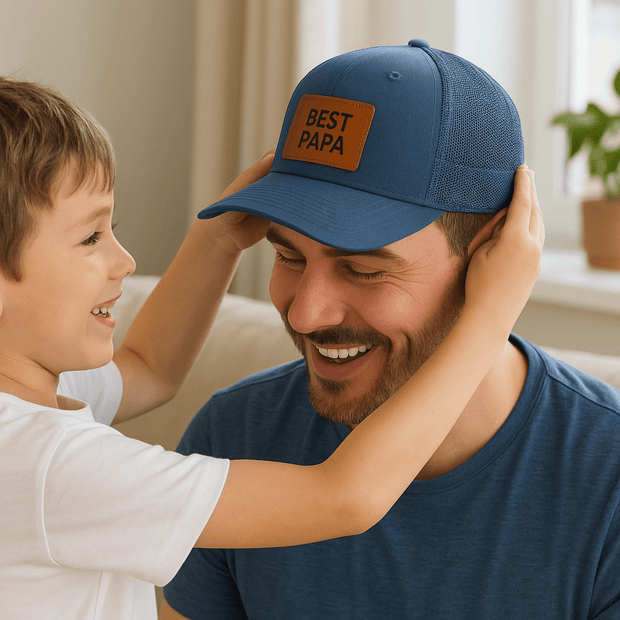 Premium Trucker Cap with Laser - Engraved Leather Patch – Customizable & Stylish - Custom Crafting Alliance, LLC