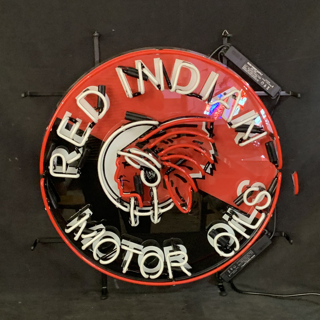 Red Indian Motor Oils Neon Sign Light
