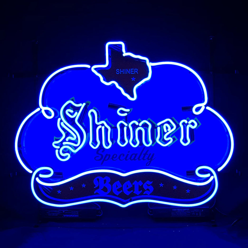 Shiner Specialty Beers with Texas Map Neon Sign Light