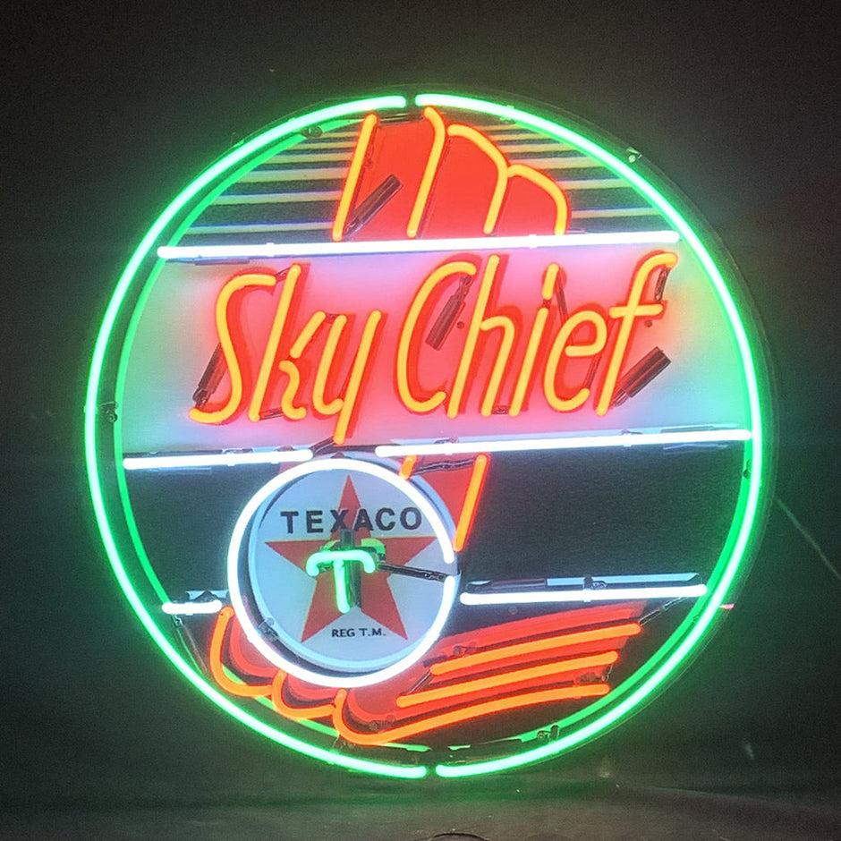 Sky Chief Texaco Gasoline Neon Signs Light