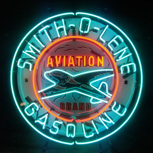 Light Blue Smith-o-lene Gasoline Aviation Brand Neon Signs Light