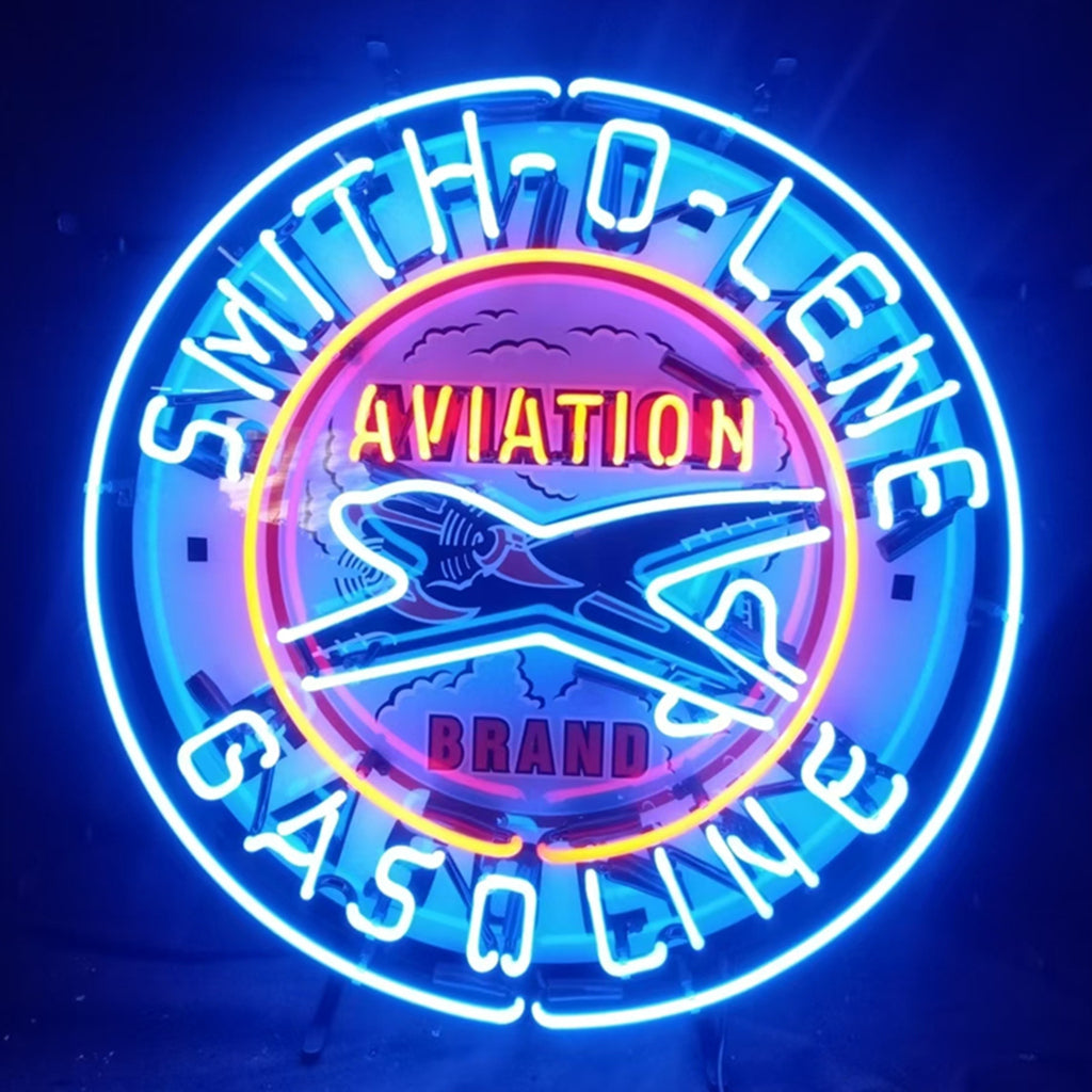 Blue Smith-o-lene Gasoline Aviation Brand Neon Signs Light