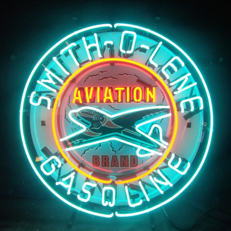 Light Blue Smith-o-lene Gasoline Aviation Brand Neon Signs Light