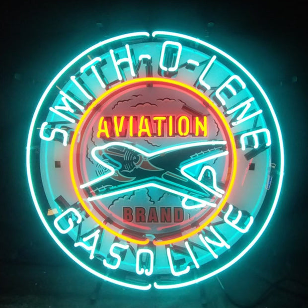 Light Blue Smith-o-lene Gasoline Aviation Brand Neon Signs Light