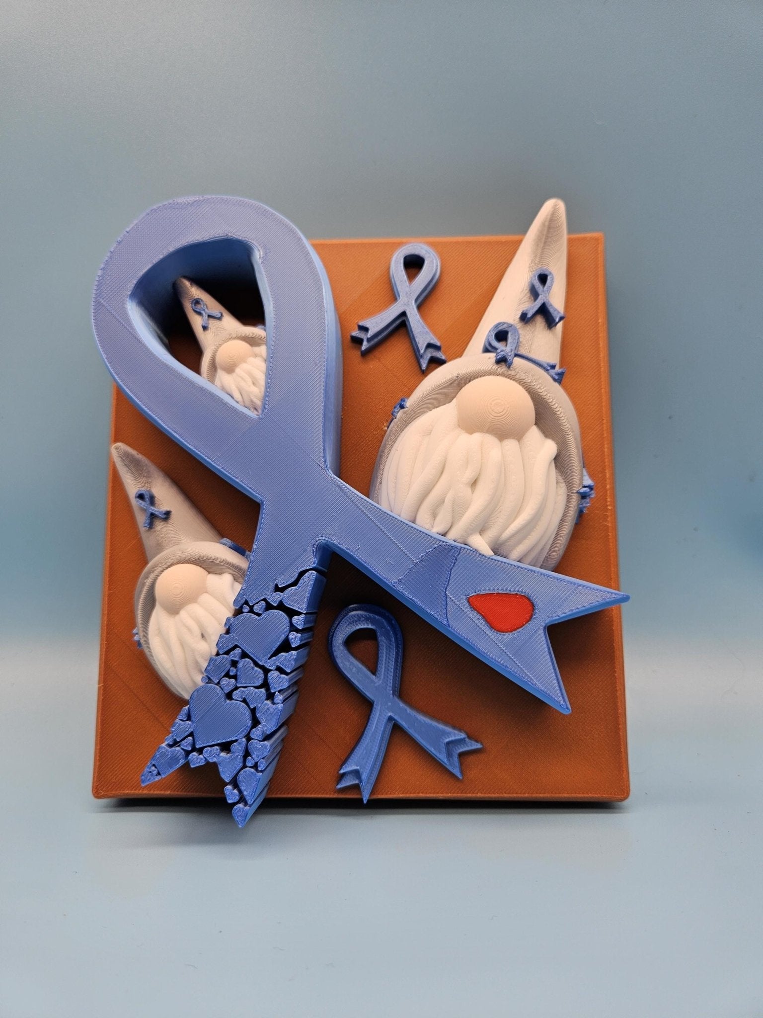 Supportive 3D - Printed Gnome with Diabetes Awareness Ribbon: A Heartfelt Tribute to Diabetes Fighters and Awareness