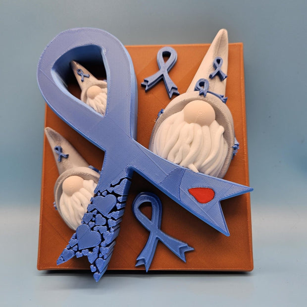 Supportive 3D - Printed Gnome with Diabetes Awareness Ribbon: A Heartfelt Tribute to Diabetes Fighters and Awareness