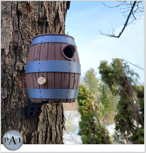 The Old Barrel Birdhouse – Rustic Whiskey Barrel - Inspired Bird House for Garden or Porch - Custom Crafting Alliance, LLC