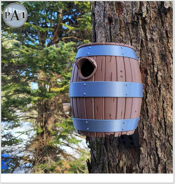 The Old Barrel Birdhouse – Rustic Whiskey Barrel - Inspired Bird House for Garden or Porch - Custom Crafting Alliance, LLC