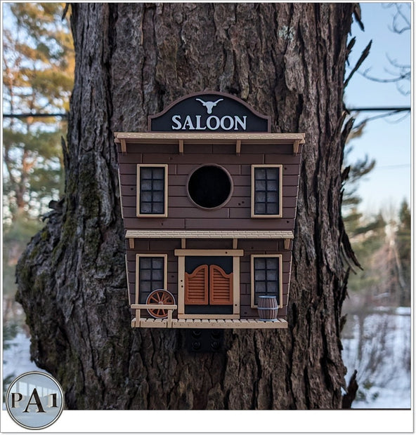 The Saloon Birdhouse – Western - Style Bird House with Old West Charm for Garden or Porch - Custom Crafting Alliance, LLC