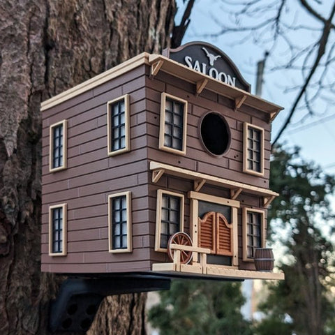The Saloon Birdhouse – Western - Style Bird House with Old West Charm for Garden or Porch - Custom Crafting Alliance, LLC