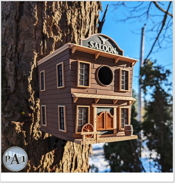 The Saloon Birdhouse – Western - Style Bird House with Old West Charm for Garden or Porch - Custom Crafting Alliance, LLC