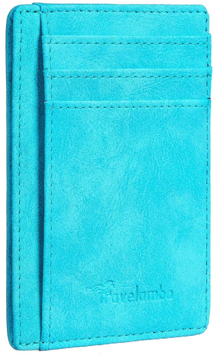 Travelambo Slim Wallet Front Pocket Minimalist Leather RFID Blocking Medium Size Green - Custom Crafting Alliance, LLC