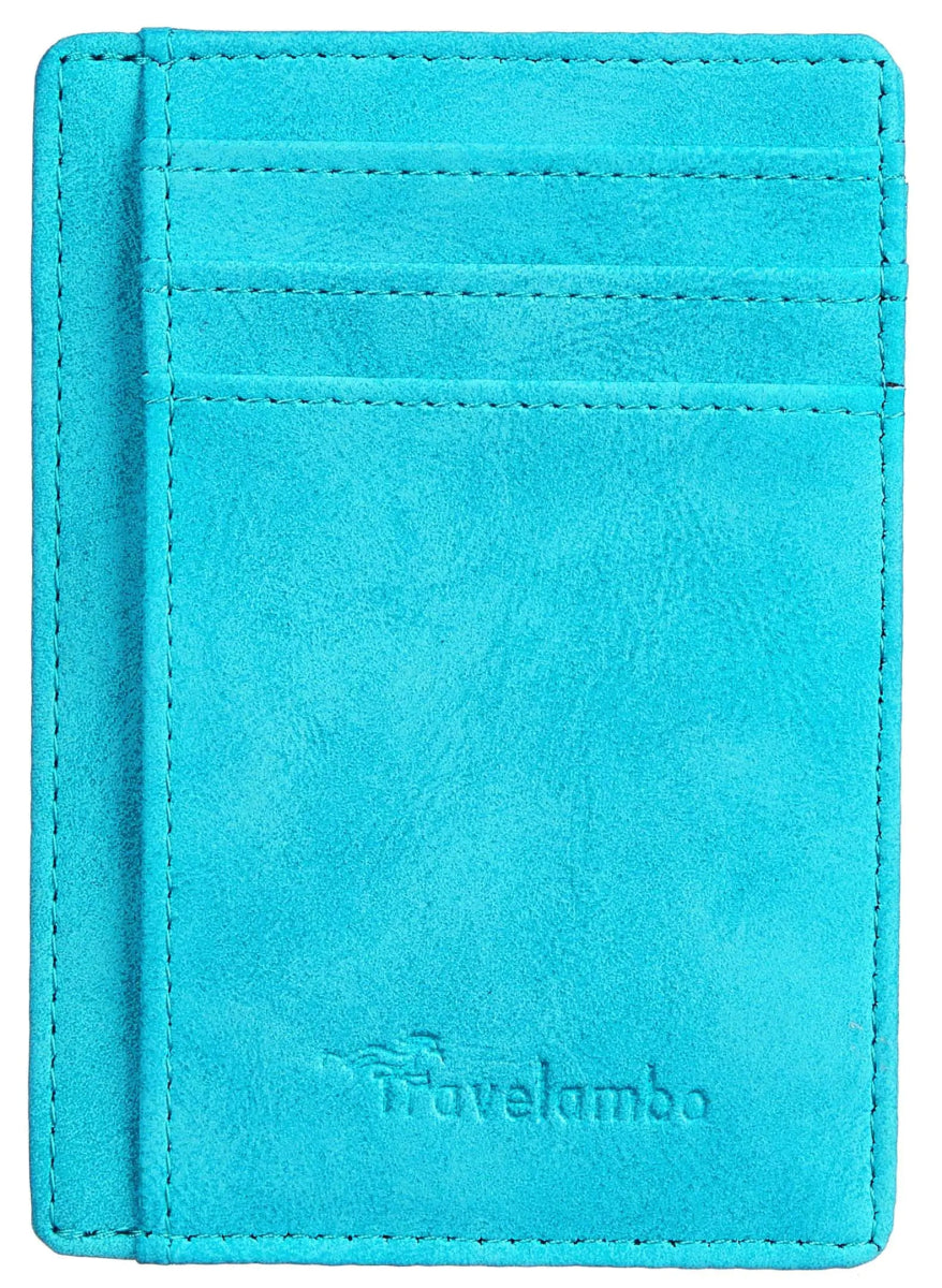 Travelambo Slim Wallet Front Pocket Minimalist Leather RFID Blocking Medium Size Green - Custom Crafting Alliance, LLC