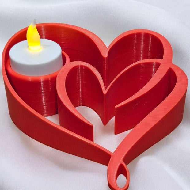 Two Hearts, One Glow Candle Holder - Romantic Gift - Custom Crafting Alliance, LLC