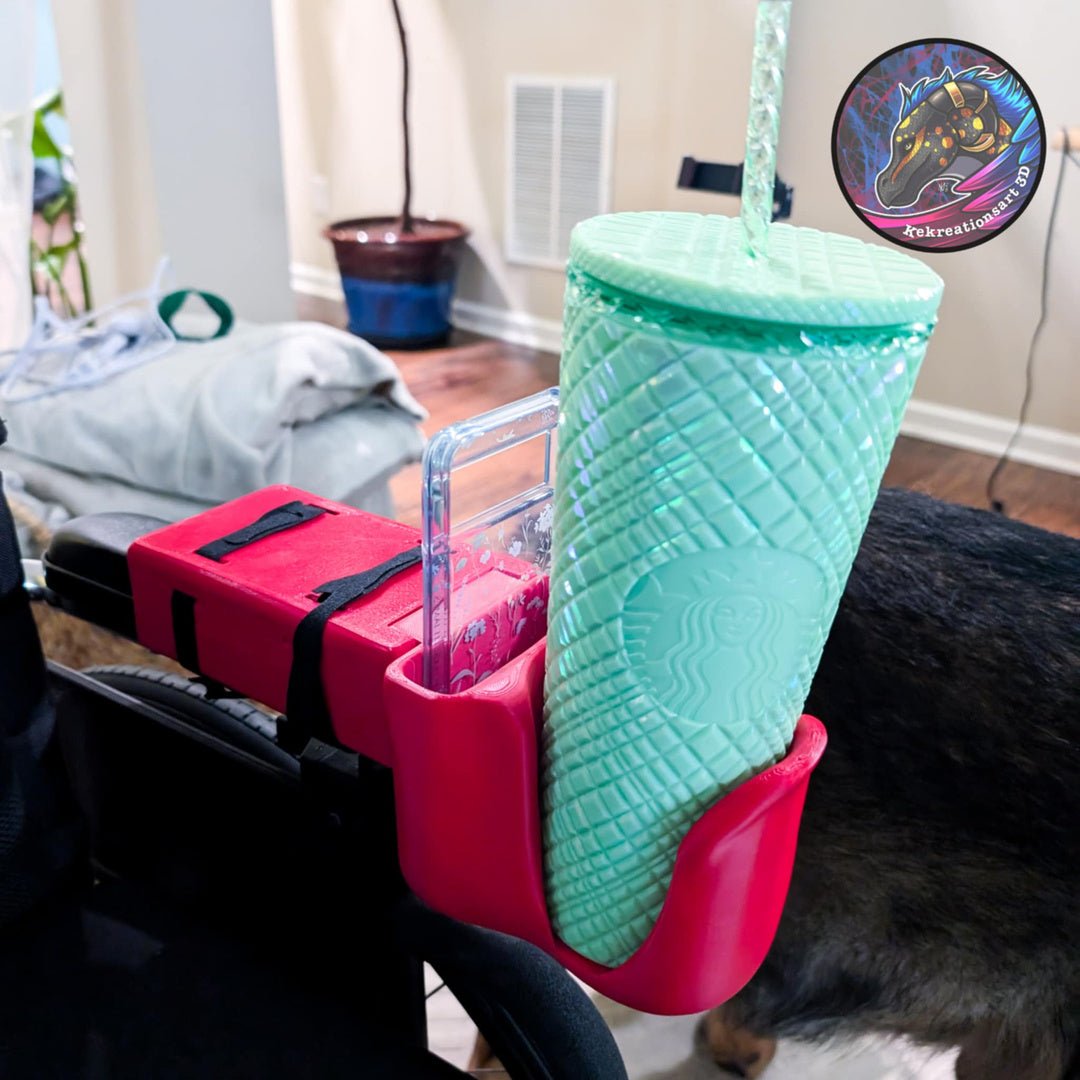 Universal Wheelchair Cup & Phone Holder – Works with Powerchairs & Manual Chairs - Multiple Colors To Choose From - Mobility Aides - Custom Crafting Alliance, LLC