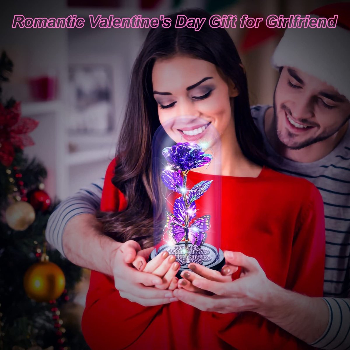 Valentines Day Gifts for Her, Galaxy Glass Rose Forever Eternal Crystal Flower Light Up Rose in Glass Dome with Butterfly Birthday Valentine Gifts for Women Daughter Mom Wife Girlfriend Colorful - Custom Crafting Alliance, LLC