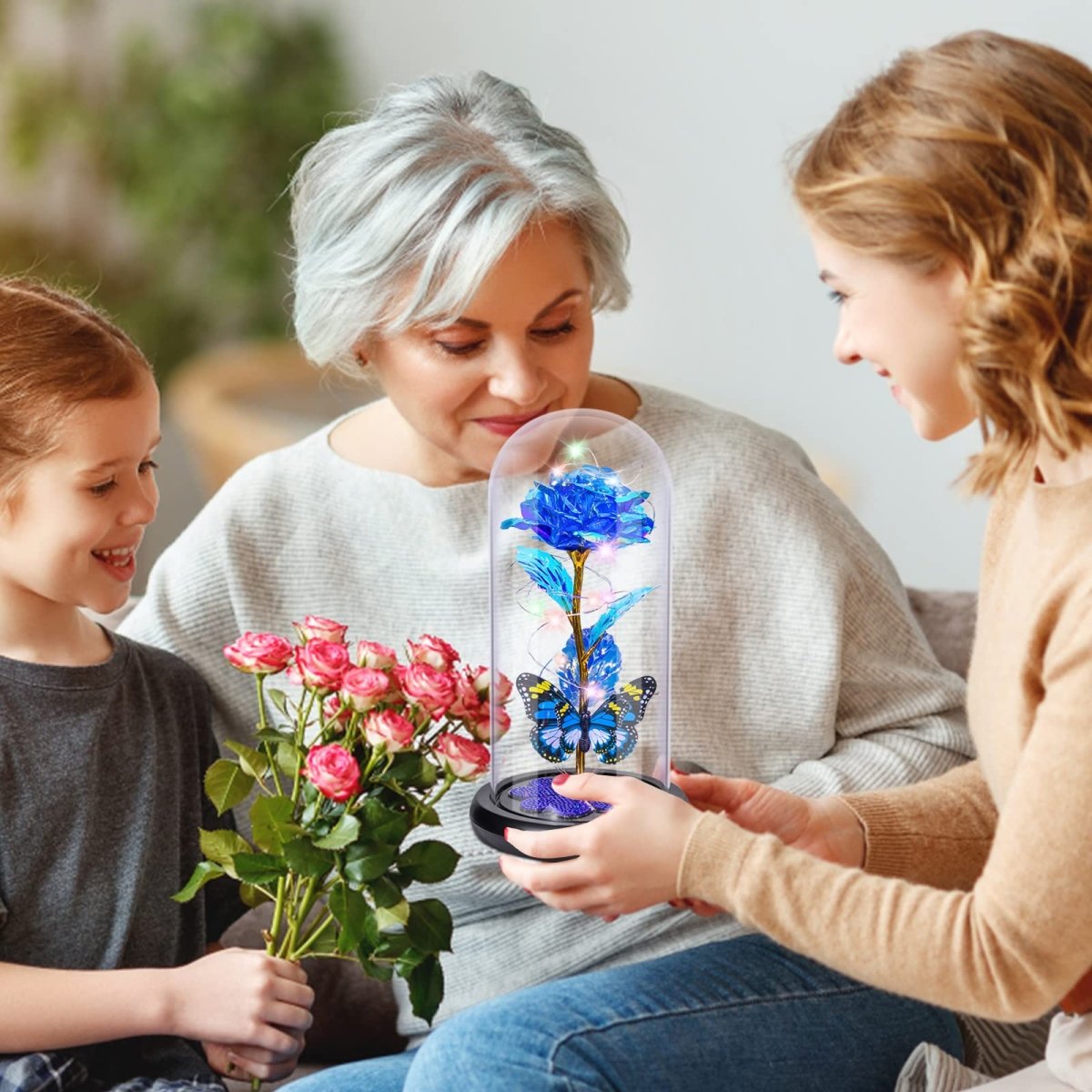 Valentines Day Gifts for Her, Galaxy Glass Rose Forever Eternal Crystal Flower Light Up Rose in Glass Dome with Butterfly Birthday Valentine Gifts for Women Daughter Mom Wife Girlfriend Colorful - Custom Crafting Alliance, LLC