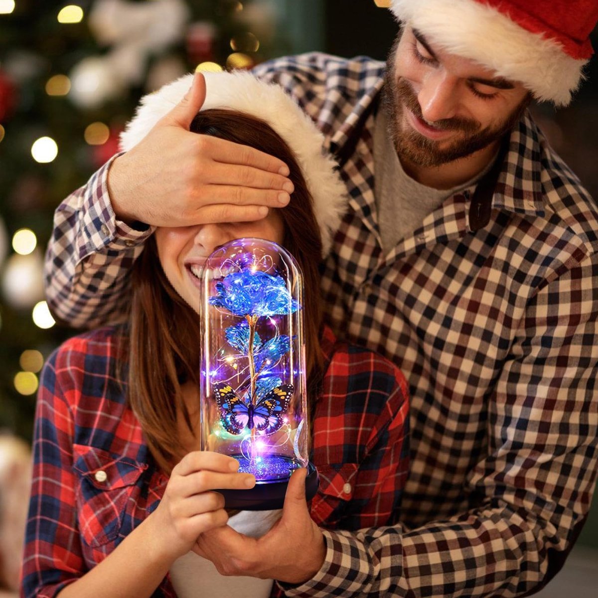 Valentines Day Gifts for Her, Galaxy Glass Rose Forever Eternal Crystal Flower Light Up Rose in Glass Dome with Butterfly Birthday Valentine Gifts for Women Daughter Mom Wife Girlfriend Colorful - Custom Crafting Alliance, LLC