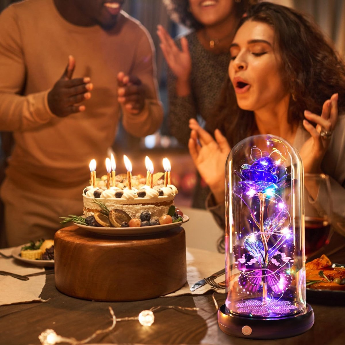 Valentines Day Gifts for Her, Galaxy Glass Rose Forever Eternal Crystal Flower Light Up Rose in Glass Dome with Butterfly Birthday Valentine Gifts for Women Daughter Mom Wife Girlfriend Colorful - Custom Crafting Alliance, LLC